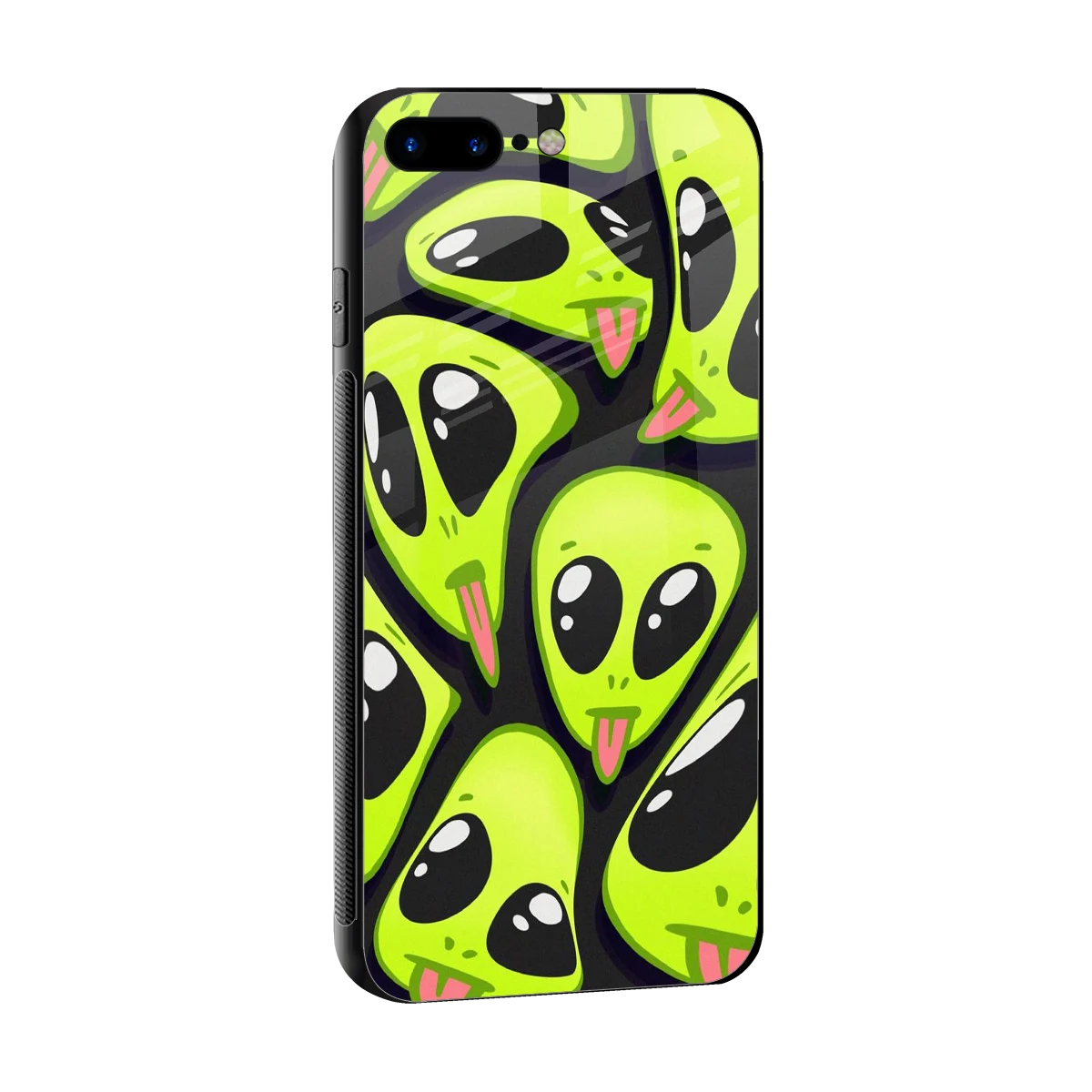 Trippy Aliens sleek iphone 7 plus cover with tempered glass back and TPU edges