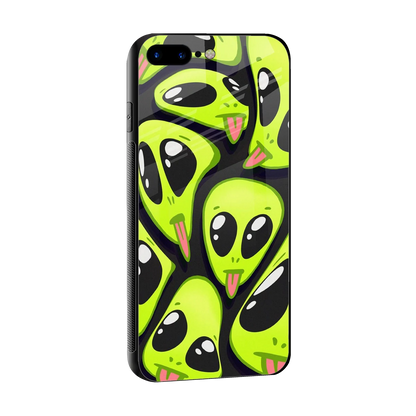 Trippy Aliens sleek iphone 7 plus cover with tempered glass back and TPU edges