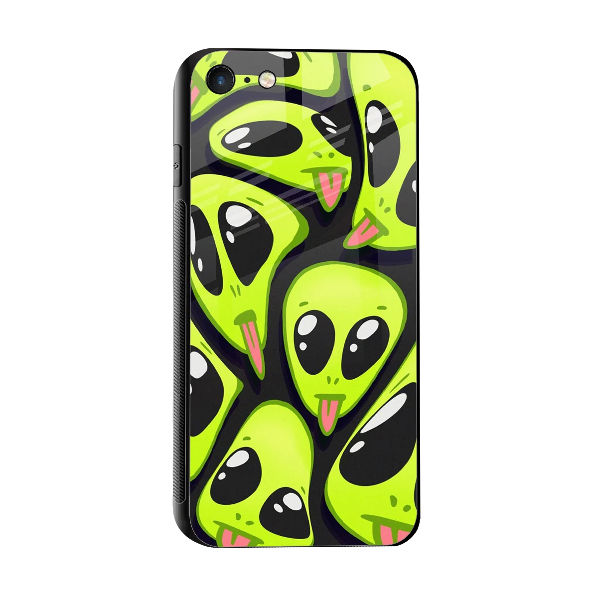 Trippy Aliens sleek iphone 7 cover with tempered glass back and TPU edges