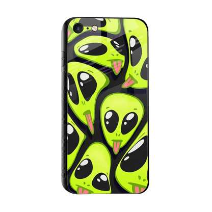 Trippy Aliens sleek iphone 7 cover with tempered glass back and TPU edges