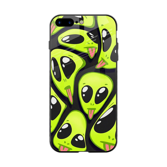 Trippy Aliens back phone cover | glass case for iphone 7 plus