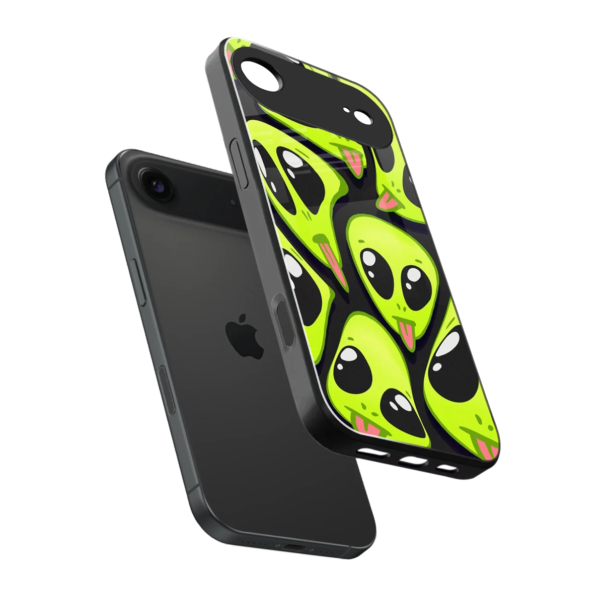 Trippy Aliens sleek iphone air cover with tempered glass back and TPU edges