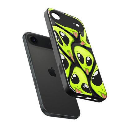 Trippy Aliens sleek iphone air cover with tempered glass back and TPU edges