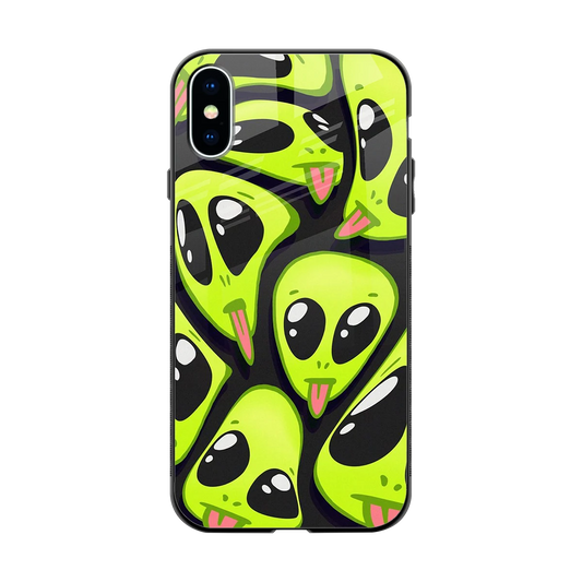 Trippy Aliens back phone cover | glass case for iphone x