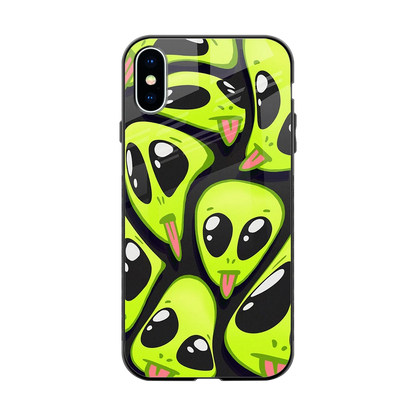 Trippy Aliens back phone cover | glass case for iphone xs