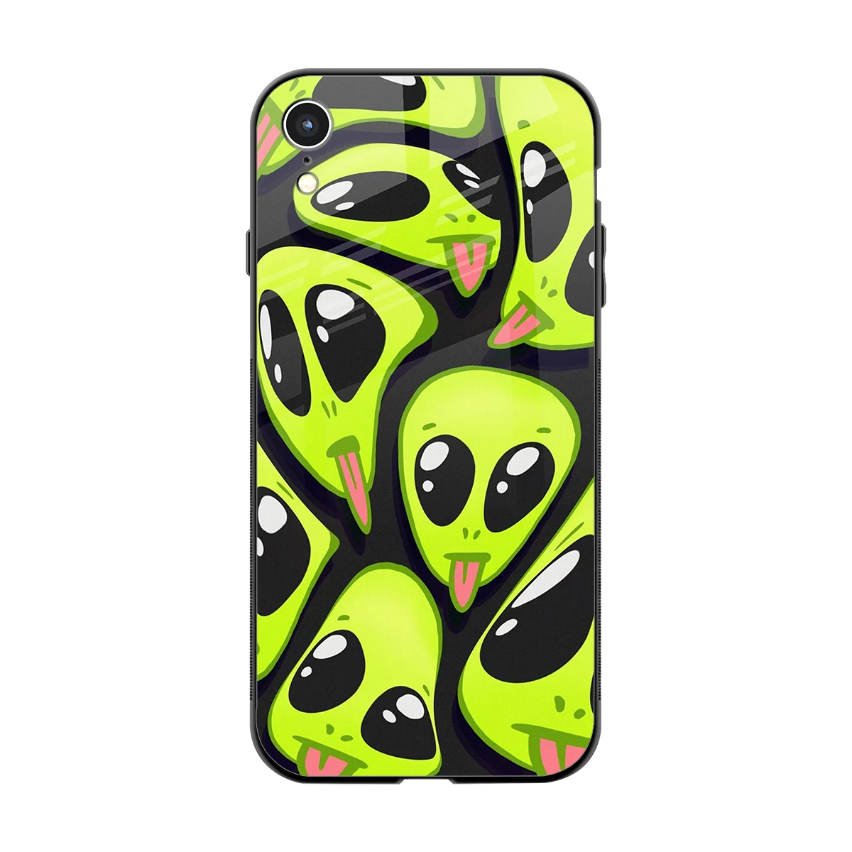 Trippy Aliens back phone cover | glass case for iphone xr