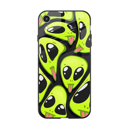 Trippy Aliens back phone cover | glass case for iphone xr
