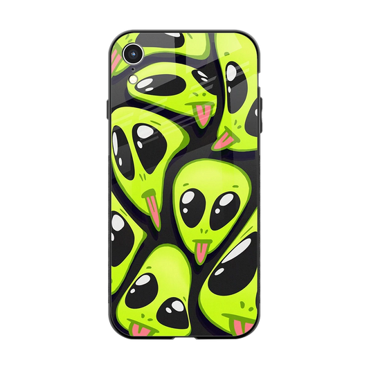 Trippy Aliens back phone cover | glass case for iphone xr