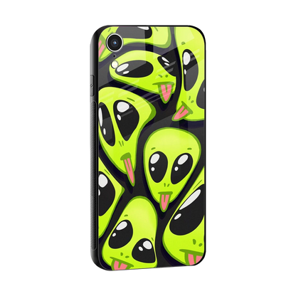 Trippy Aliens sleek iphone xr cover with tempered glass back and TPU edges