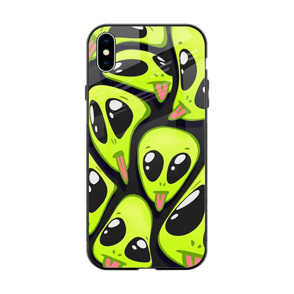 Trippy Aliens back phone cover | glass case for iphone xs max