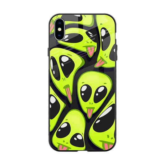 Trippy Aliens back phone cover | glass case for iphone xs max