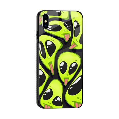 Trippy Aliens sleek iphone xs max cover with tempered glass back and TPU edges