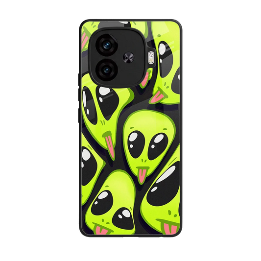 Trippy Aliens back phone cover | glass case for iqoo neo 10r 5g