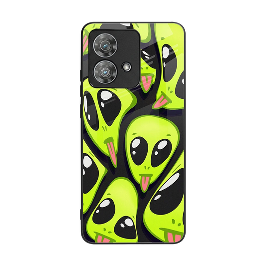 Trippy Aliens back phone cover | glass case for motorola edge 40 neo 5g