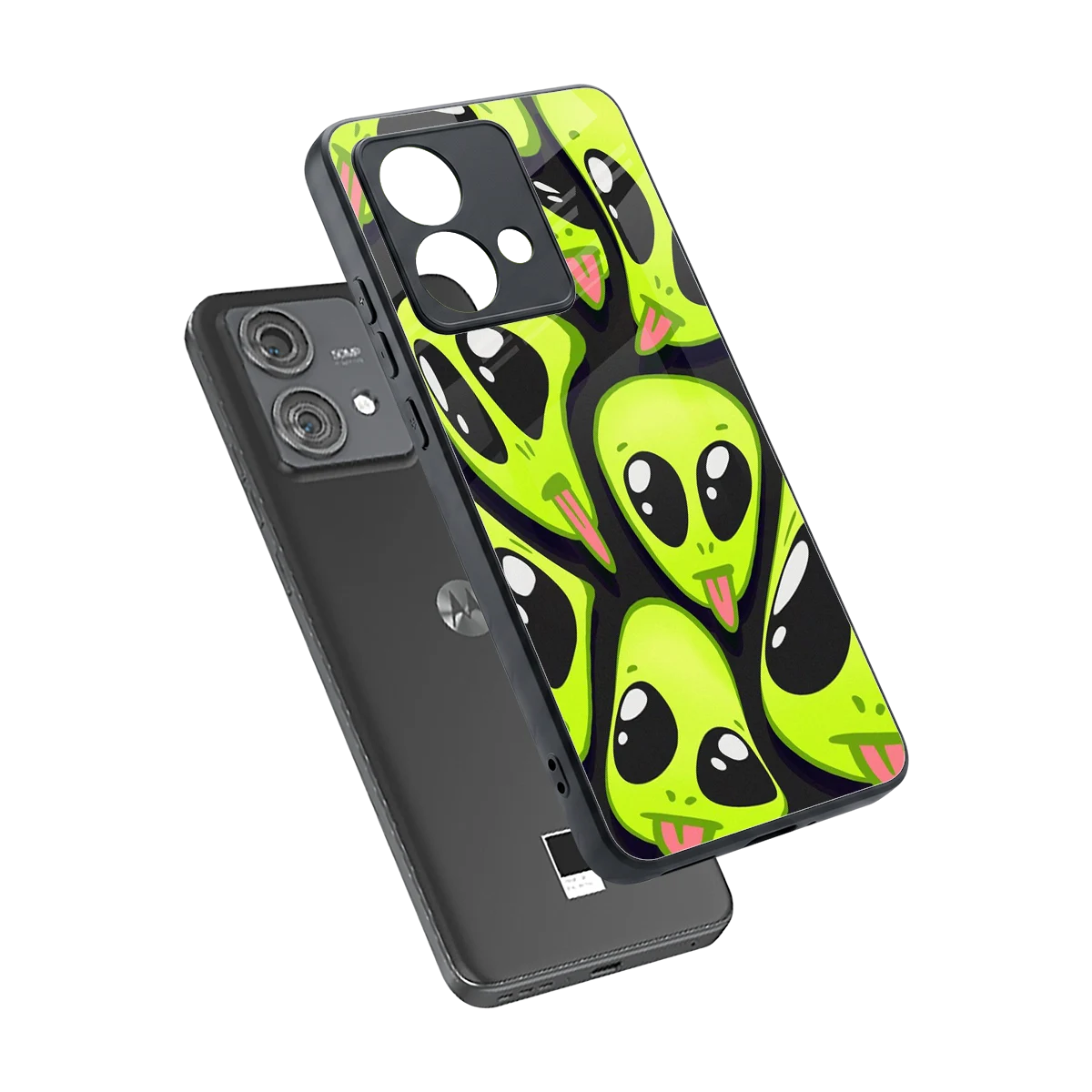 Trippy Aliens sleek motorola edge 40 neo 5g cover with tempered glass back and TPU edges