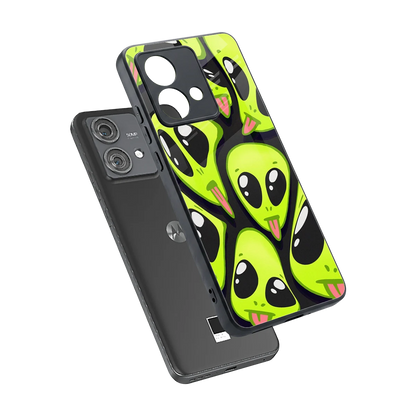 Trippy Aliens sleek motorola edge 40 neo 5g cover with tempered glass back and TPU edges