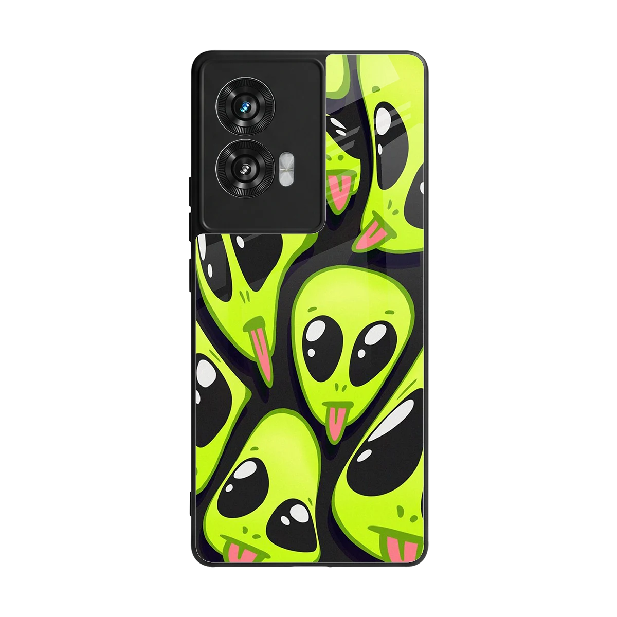 Trippy Aliens back phone cover | glass case for motorola edge 50 fusion