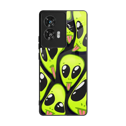 Trippy Aliens back phone cover | glass case for motorola edge 50 fusion