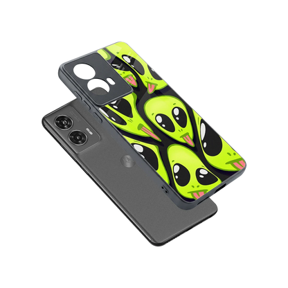 Trippy Aliens sleek motorola edge 50 fusion cover with tempered glass back and TPU edges