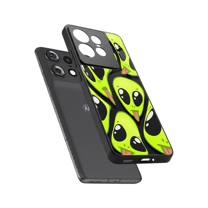 Trippy Aliens sleek motorola edge 50 pro cover with tempered glass back and TPU edges