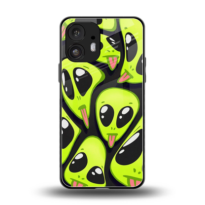 Trippy Aliens back phone cover | glass case for nothing phone 2
