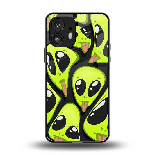 Trippy Aliens back phone cover | glass case for nothing phone 2