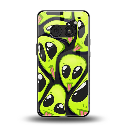 Trippy Aliens back phone cover | glass case for nothing phone 2a plus