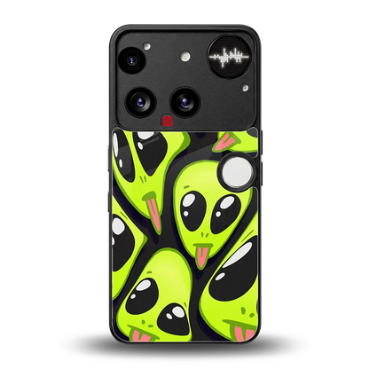Trippy Aliens back phone cover | glass case for nothing phone 3