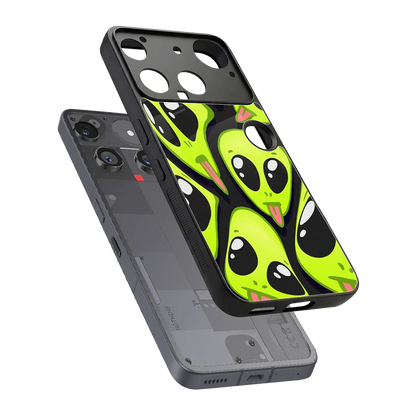 Trippy Aliens sleek nothing phone 3 cover with tempered glass back and TPU edges