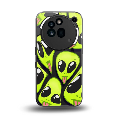 Trippy Aliens back phone cover | glass case for nothing phone 3a pro