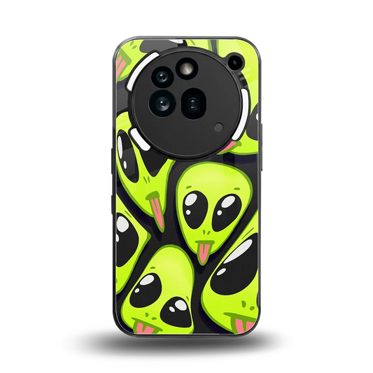 Trippy Aliens back phone cover | glass case for nothing phone 3a pro