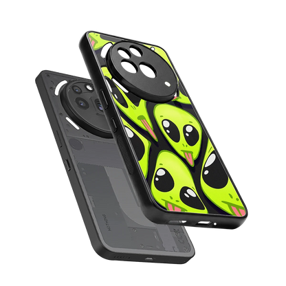 Trippy Aliens sleek nothing phone 3a pro cover with tempered glass back and TPU edges
