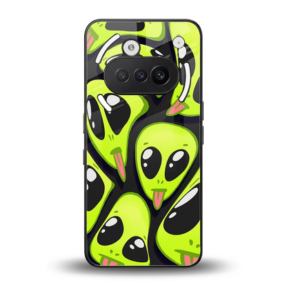 Trippy Aliens back phone cover | glass case for nothing phone 3a