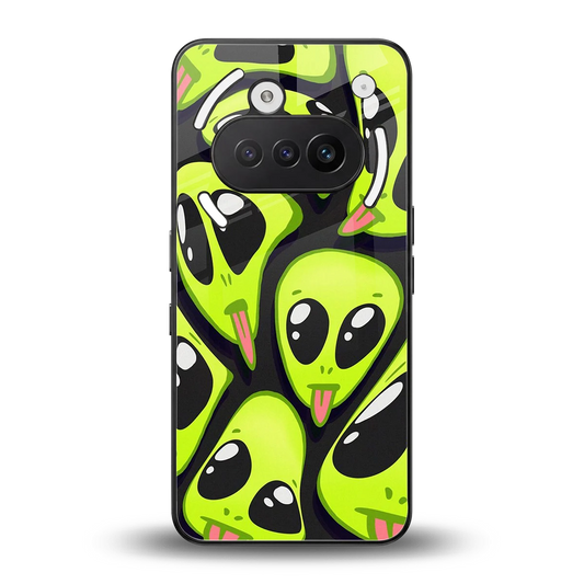 Trippy Aliens back phone cover | glass case for nothing phone 3a