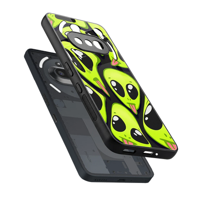 Trippy Aliens sleek nothing phone 3a cover with tempered glass back and TPU edges