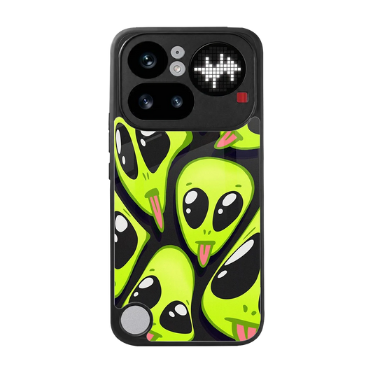 Trippy Aliens back phone cover | glass case for nothing phone 4a pro
