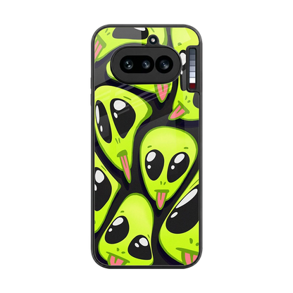 Trippy Aliens back phone cover | glass case for nothing phone 4a
