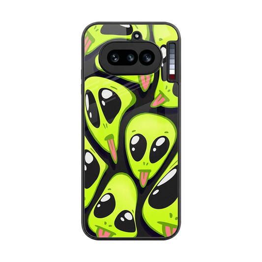 Trippy Aliens back phone cover | glass case for nothing phone 4a