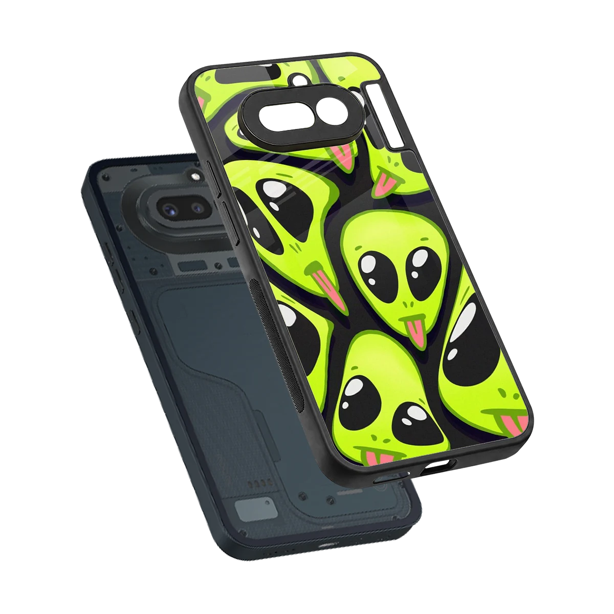 Trippy Aliens sleek nothing phone 4a cover with tempered glass back and TPU edges