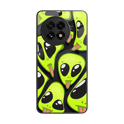 Trippy Aliens back phone cover | glass case for oneplus 13r