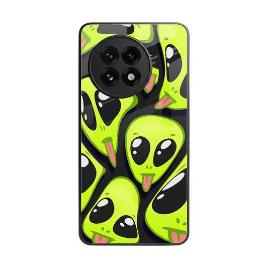 Trippy Aliens back phone cover | glass case for oneplus 13r