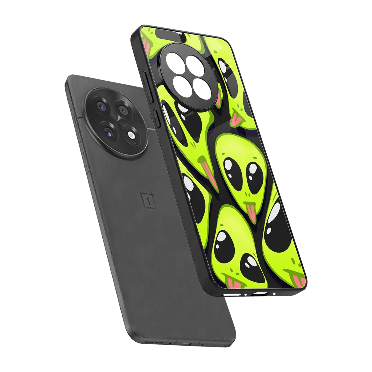 Trippy Aliens sleek oneplus 13r cover with tempered glass back and TPU edges