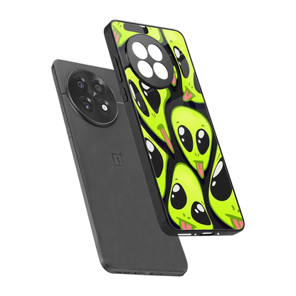 Trippy Aliens sleek oneplus 13r cover with tempered glass back and TPU edges