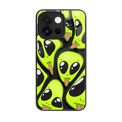 Trippy Aliens back phone cover | glass case for oneplus 13s