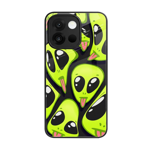 Trippy Aliens back phone cover | glass case for oneplus 13s