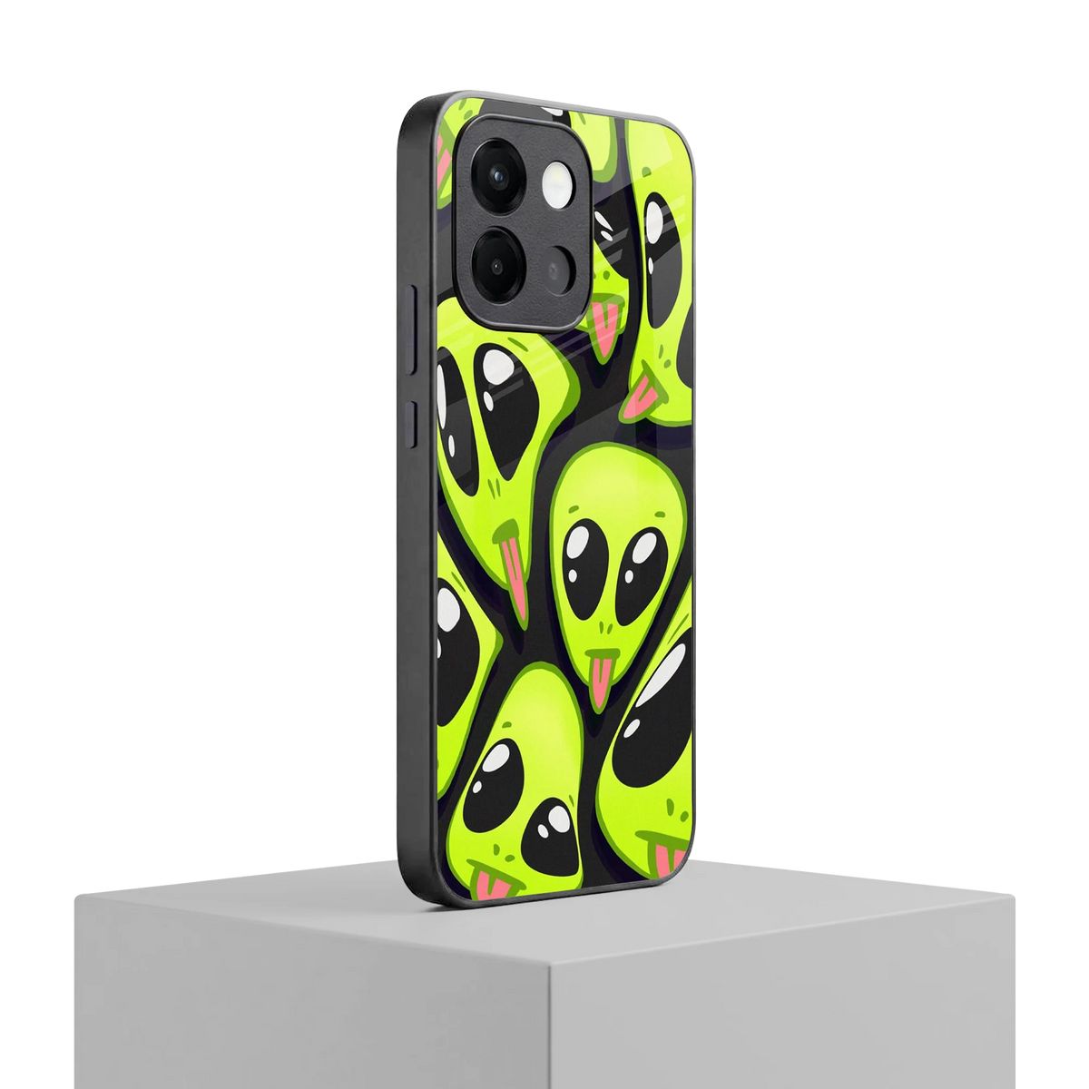 Trippy Aliens oneplus 13s mobile cover | shockproof glass phone case