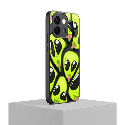 Trippy Aliens oneplus 13s mobile cover | shockproof glass phone case
