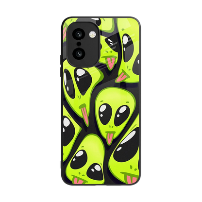 Trippy Aliens back phone cover | glass case for oneplus 15r