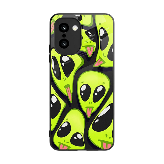 Trippy Aliens back phone cover | glass case for oneplus 15r