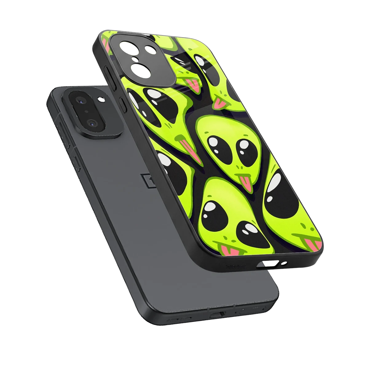 Trippy Aliens sleek oneplus 15r cover with tempered glass back and TPU edges